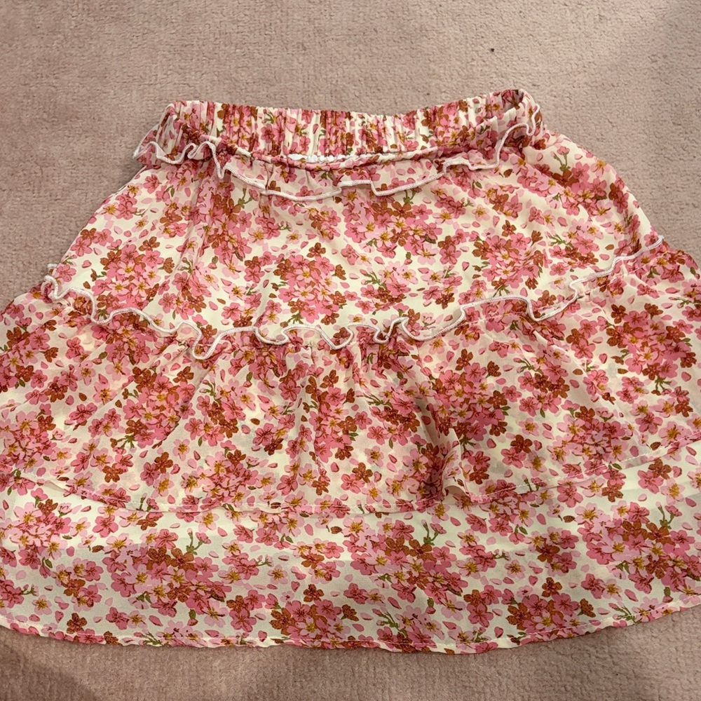 Allegra K Pink Floral Skirt - Picture 2 of 5